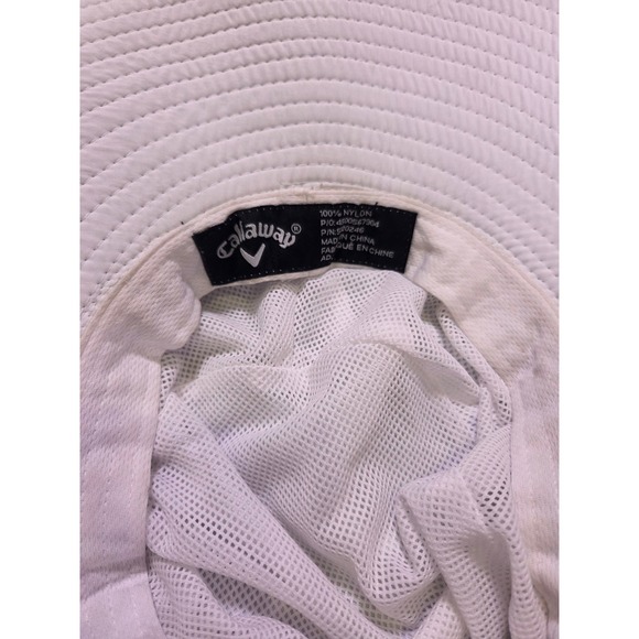 Callaway Mens White Nylon Wide Brim Golf Sun Hat Adjustable Toggle Mesh Lining - Picture 8 of 8